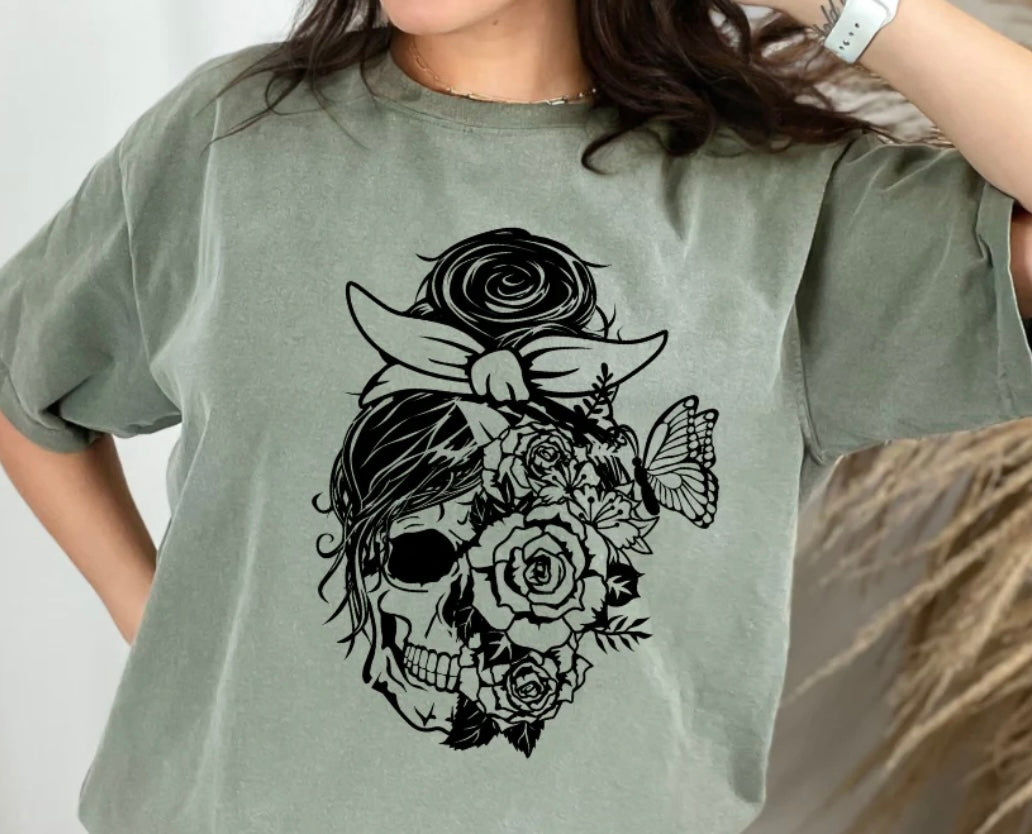 Skull floral print