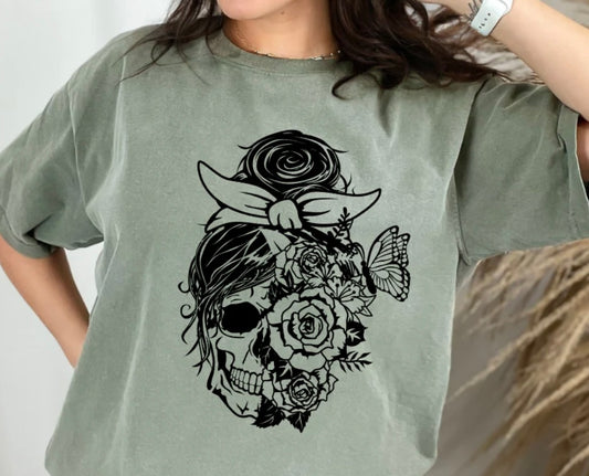 Skull floral shirt